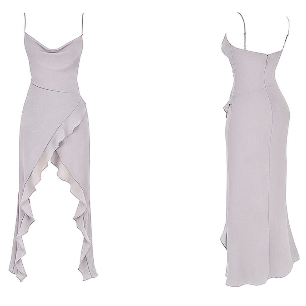 HOUSE OF CB 'Alexandria' Grey Floaty Maxi Dress - Picture 6 of 11